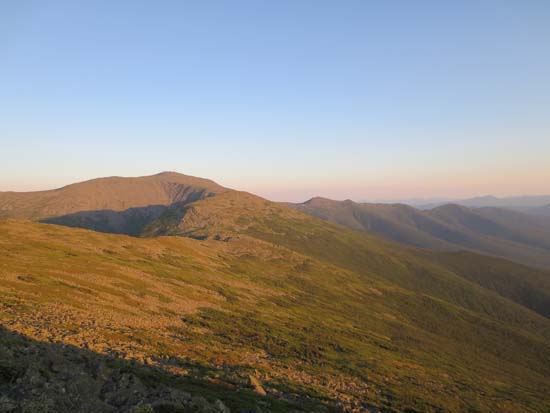 Looking at Mt. Washington and the Southern Presidentials prior to sunset from near the summit of Mt. Jefferson - Click to enlarge
