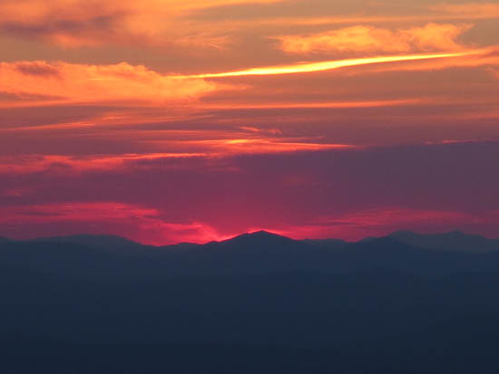 The sunset from the Caps Ridge Trail - Click to enlarge