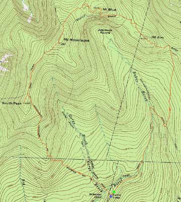 Topographic map of Mt. Jim, Mt. Blue, Mt. Moosilauke, Mt. Moosilauke (South Peak) - Click to enlarge