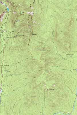 Topographic map of Mt. Lafayette, Mt. Truman, Mt. Lincoln, Little Haystack Mountain, Mt. Liberty, Mt. Flume - Click to enlarge
