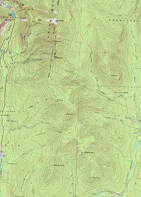 Topographic map of Mt. Lafayette, Mt. Truman, Mt. Lincoln, Owl's Head - Click to enlarge