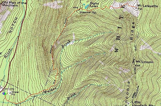 Topographic map of Mt. Lafayette