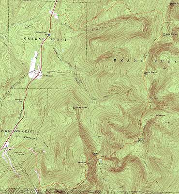 Topographic map of Mt. Lethe, Middle Carter Mountain, South Carter Mountain, Carter Dome, Wildcat A, Wildcat B, Wildcat C, Wildcat D - Click to enlarge
