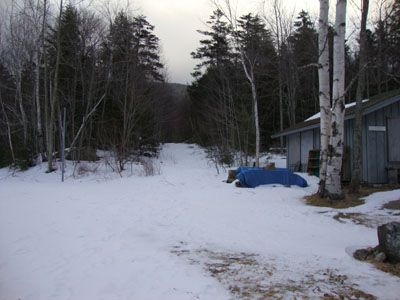 The beginning of the logging road at Camp Dodge