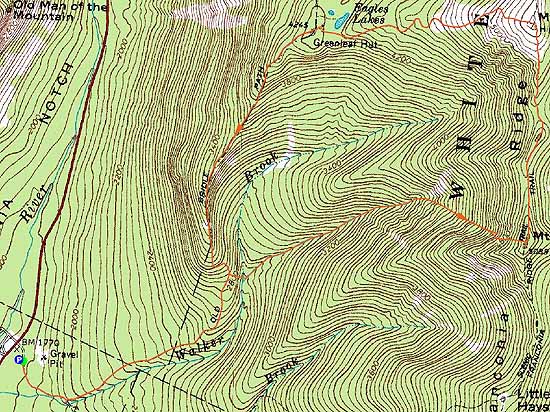 Topographic map of Mt. Lincoln, Mt. Truman, Mt. Lafayette