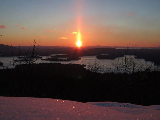 A sun pillar sunrise from Mt. Livermore - Click to enlarge