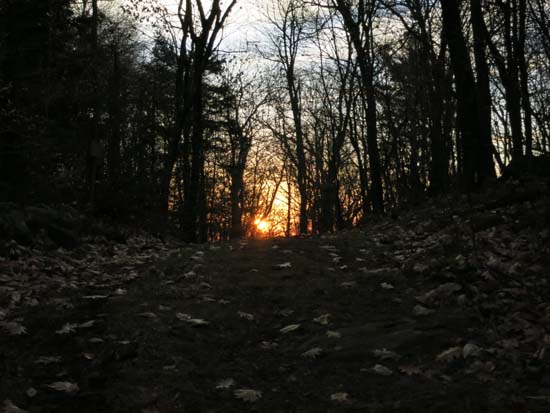 Nearing the height of land on Old Mountain Road just after sunrise