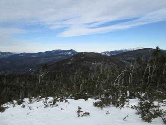 Looking at the Willey Range, Mt. Anderson, Mt. Nancy, and Mt. Washington from near the summit of Mt. Lowell - Click to enlarge