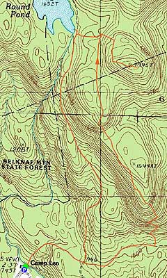Topographic map of Mt. Mack - Click to enlarge