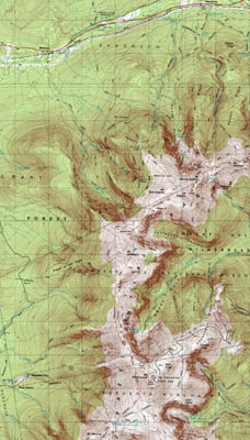Topographic map of Mt. Madison, Mt. Adams, Mt. Jefferson, Mt. Washington - Click to enlarge