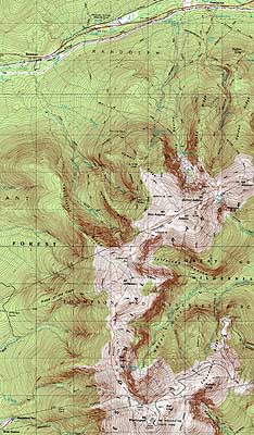 Topographic map of Mt. Madison, Mt. Adams, Mt. Jefferson - Click to enlarge