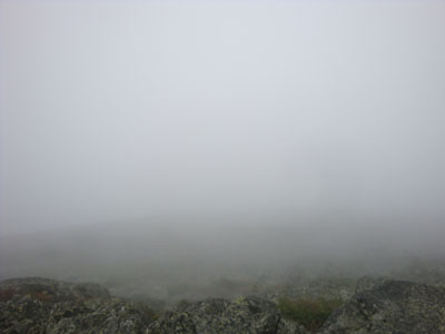 Looking into the fog from Mt. Madison - Click to enlarge