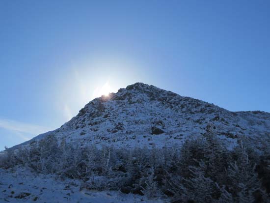 The sun sets over the shoulder of Mt. Adams