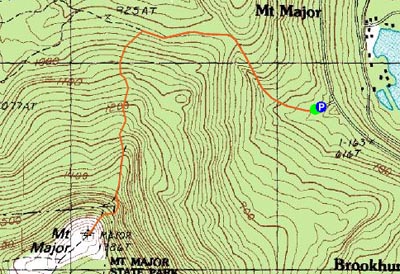 Topographic map of Mt. Major - Click to enlarge