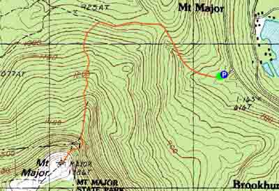 Topographic map of Mt. Major - Click to enlarge