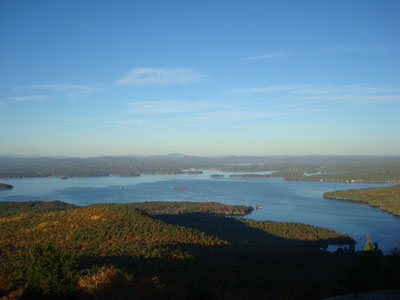 Looking over Lake Winnipesaukee at Wolfeboro from the Mt. Major summit - Click to enlarge