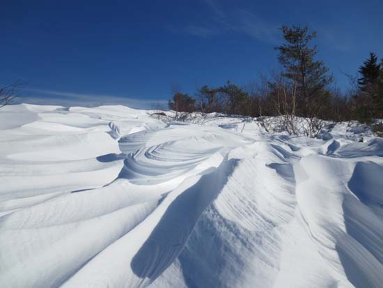Snow drifts near the summit