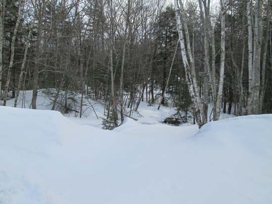The Boulder Loop Trail trailhead at the back of the Route 11 parking lot
