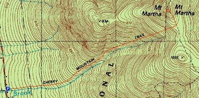 Topographic map of Mt. Martha - Click to enlarge