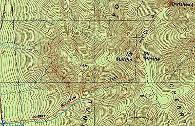 Topographic map of Mt. Martha, Owlshead - Click to enlarge