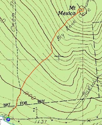Topographic map of Mt. Mexico - Click to enlarge