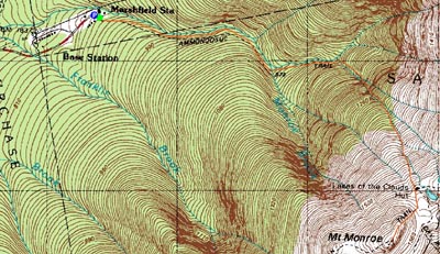 Topographic map of Mt. Monroe - Click to enlarge