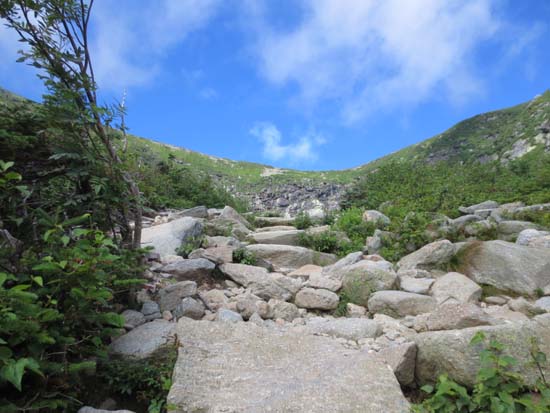 Looking up the Tuckerman Ravine Trail
