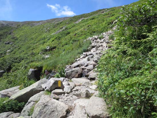 Looking up the Tuckerman Ravine Trail