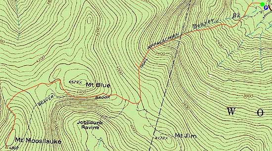Topographic map of Mt. Moosilauke - Click to enlarge
