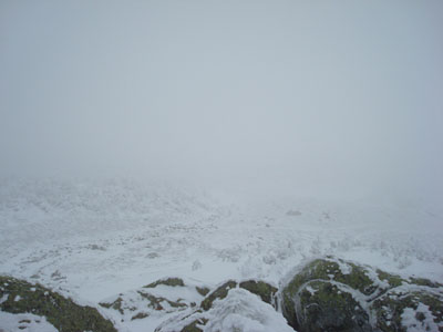 The view into the clouds at the Mt. Moosilauke summit - Click to enlarge