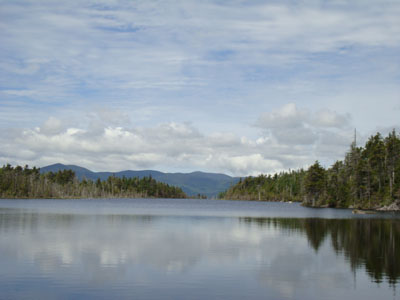 Looking northwest across Norcross Pond at the Bonds-Twins range