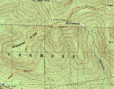 Topographic map of Mt. Osceola, Mt. Osceola (East Peak) - Click to enlarge