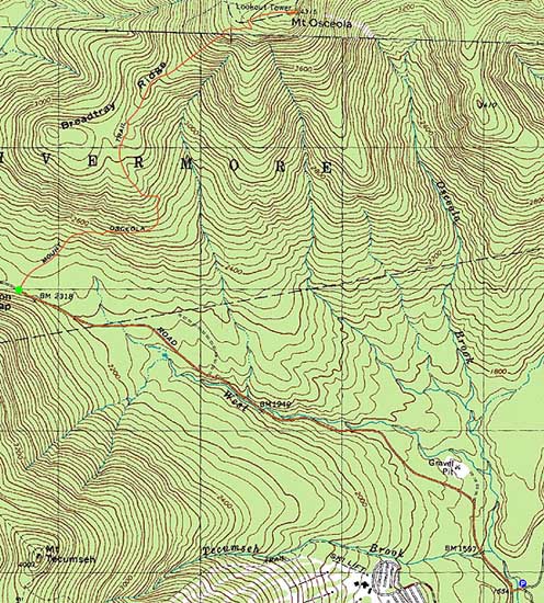 Topographic map of Mt. Osceola - Click to enlarge