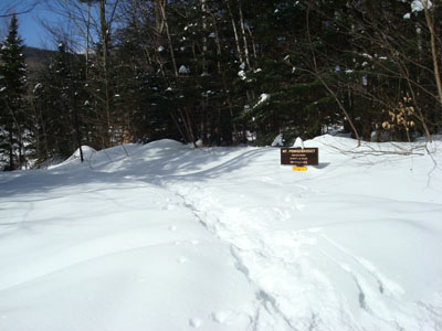 The Mt. Pemigewasset Trail trailhead on the bike path