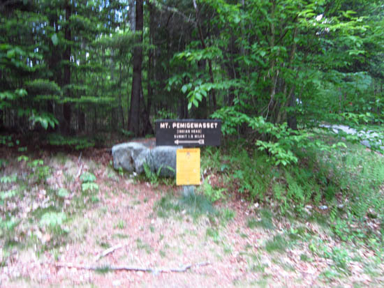 The Mt. Pemigewasset Trail trailhead on the bike path