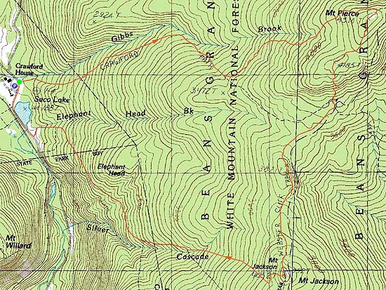 Topographic map of Mt. Pierce, Mt. Jackson - Click to enlarge