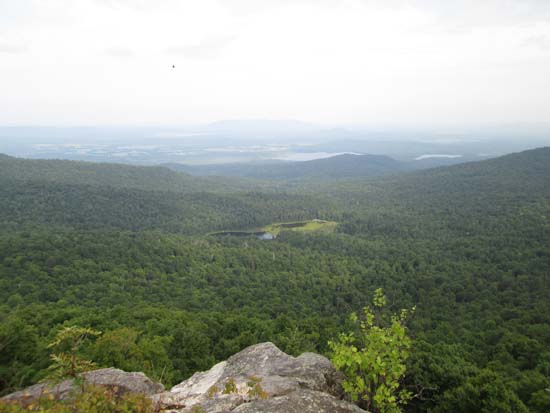 Looking at Province Pond and Pleasant Mountain from the burnt knoll of Mt. Shaw - Click to enlarge