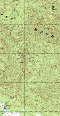 Topographic map of Mt. Shaw, Black Snoot - Click to enlarge