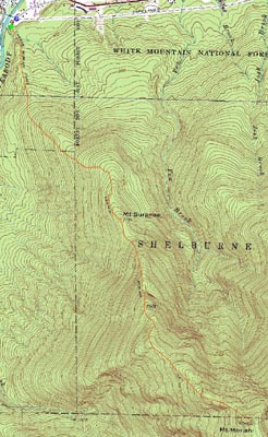 Topographic map of Mt. Surprise, Mt. Moriah - Click to enlarge