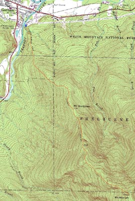 Topographic map of Mt. Surprise, Mt. Moriah - Click to enlarge