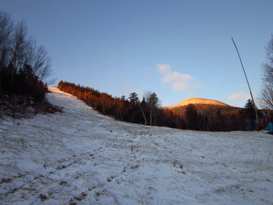 Looking up the ski trails