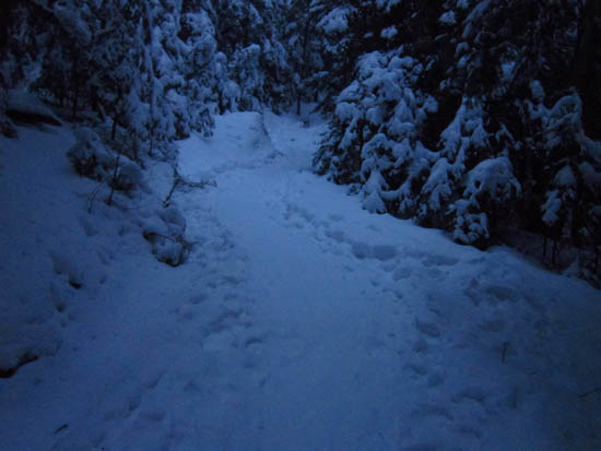 Heading up the Mt. Tecumseh as daylight arrives