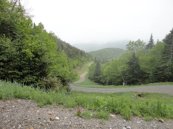 The looking down the access road