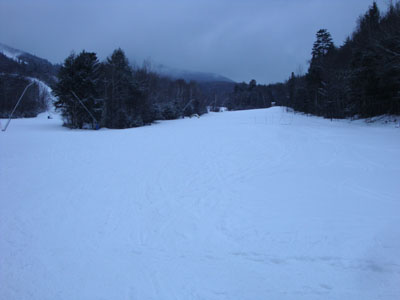The bottom of the Pasture ski trail