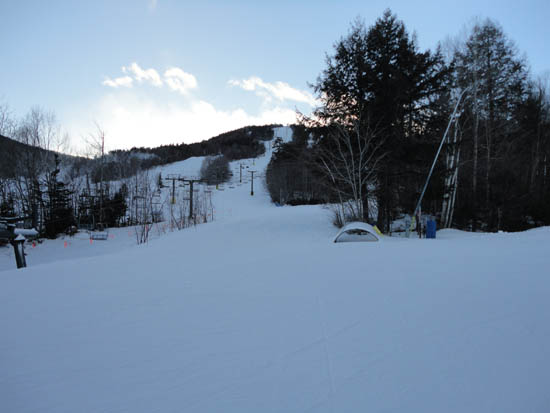 The bottom of the Lower Periphery ski trail