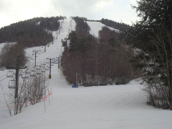 The bottom of the Lower Periphery ski trail