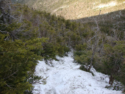 Looking down the Kinsman Ridge Trail on the way to the Northeast Cannonball
