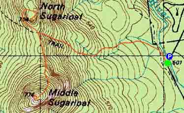 Topographic map of North Sugarloaf, Middle Sugarloaf