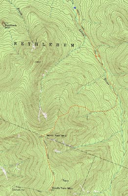 Topographic map of North Twin Mountain, South Twin Mountain - Click to enlarge