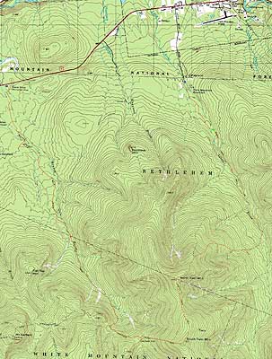 Topographic map of North Twin Mountain, South Twin Mountain, Galehead Mountain - Click to enlarge